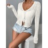 Coolmee Women's Crop Tie Front Cardigan Summer Lightweight Cardigan Knit Shrug Sweaters - 3 of 4