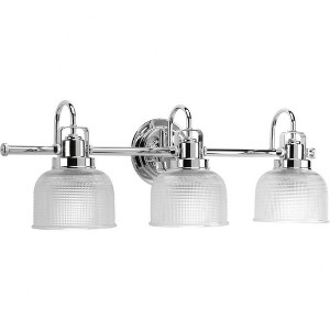 Progress Lighting Archie 3-Light Wall Light in Chrome with Prismatic Glass Shade - 1 of 4