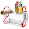 MegaChef 16 Inch Two Shelf Dish Rack in Red - image 2 of 4