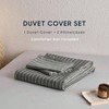 Striped Cotton Duvet Cover Set, Ticking Stripe, 100 Washed Cotton, Set of 3, Gray, Full Size - 2 of 4