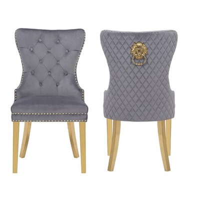 Vynxaria 2-Piece Dining Chair Set - Elegant Gold Legs, Comfortable Velvet, Ergonomic Design for Home Dining Room