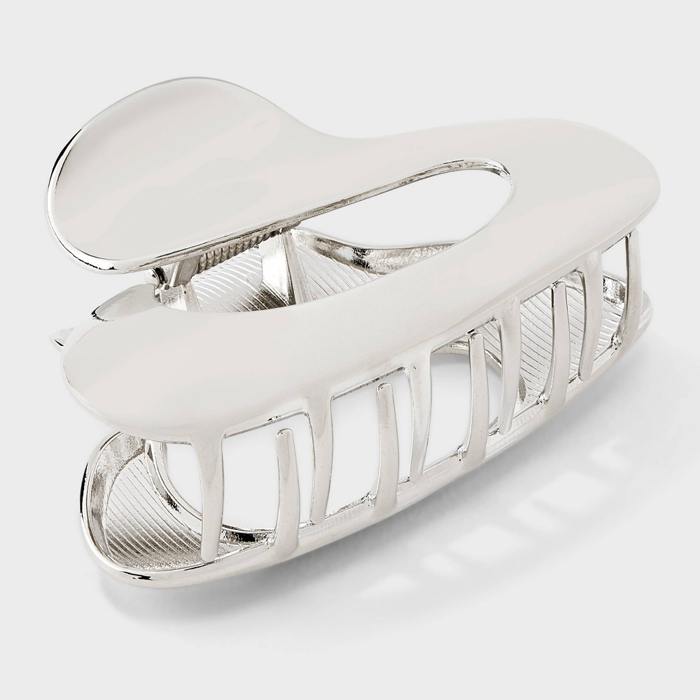open oval claw hair clip - universal thread™ metallic silver: solid zinc & iron, clip-on, all hair types