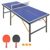 YONWAY 5ft Mid-Size Table Tennis Table Foldable & Portable Ping Pong Table Set for Indoor Games with Net, 2 Table Tennis Paddles and 3 Balls - 2 of 4