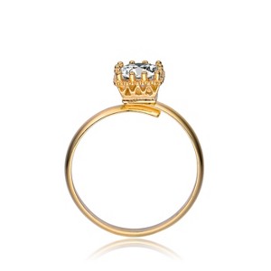 Guili Elegant Sterling Silver Ring with White Cubic Zirconia and Gold Plating for a Timeless, Sparkling Statement. Sizes 6-8. - 1 of 3