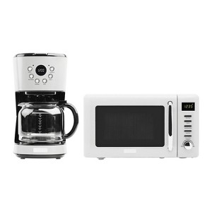 Haden Heritage 12 Cup Programmable Vintage Retro Home Coffee Maker Machine with Vintage Retro 0.7 Cu Ft 700W Countertop Microwave Oven, Ivory - 1 of 4