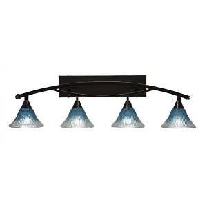 Toltec Lighting Bow 4 - Light Vanity in  Black Copper with 7" Teal Crystal Shade - 1 of 1