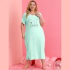 Agnes Orinda Women's Plus Size Cute Cat Print Short Sleeve with Pockets Nightgowns - 4 of 4