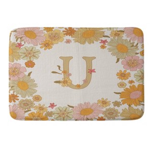 Deny Designs Iveta Abolina Retro Florals 70s Memory Foam Bath Mat Cream - 1 of 4