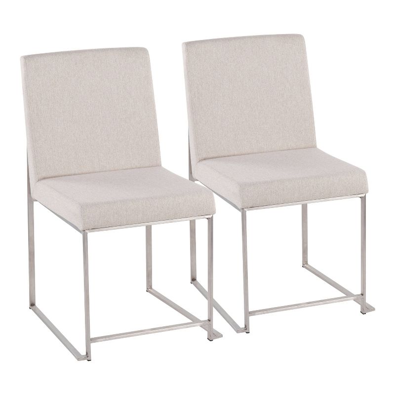 Set of 2 Highback Fuji Polyester/Stainless Steel Dining Chairs Beige - LumiSource, 1 of 12