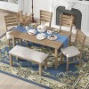 6 Piece Modern Wood Dining Room Table and Chairs with Bench, 6 Seater Dining Room Table,2 Seater Bench and Dining Chairs Set of 4-Cuddlewood - 2 of 4