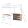 TIRAMISUBEST Twin/Full Size Loft Bed with 3 Layer Storage Shelves and Bulit-in L-shaped Desk, Metal Loft Bedframe with Ladder and Guardrails - 4 of 4