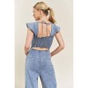 Women's Ruffled Denim Jumpsuit - JADE BY JANE - 2 of 4