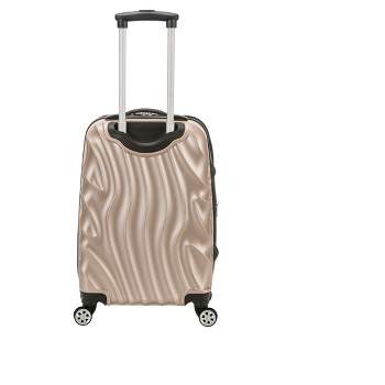 Rockland Melbourne Expandable ABS Hardside Carry On Spinner Suitcase - Gold Wave Pattern