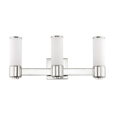 Polished Nickel Three-Light Bathroom Vanity Fixture