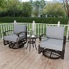 ALAULM 3 Pieces Patio Furniture Set, Outdoor Aluminum Swivel Gliders Rocker, Patio Bistro Set Rocking Chair with Cushions &Glass Side Table - 2 of 4
