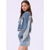 INSPIRE CHIC Women's Fringe Long Sleeve Frayed Hem Crop Denim Jacket - 2 of 4