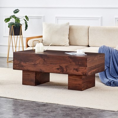 FURNIinspire End Tables Modern Simple Texture MDF Coffee Table, Multifunctional Rectangular Coffee Table End Table, Brown, 43"*22"*17"