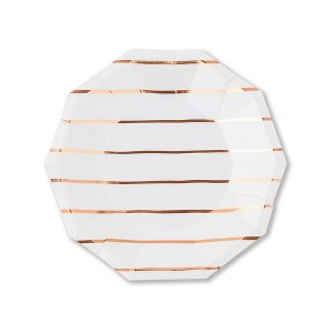 Daydream Society - Rose Gold Frenchie Striped Small Plates - Pack of 8 Paper Plates - 1 of 1