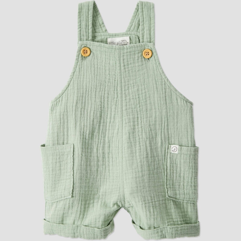 Little Planet by Carter's Organic Baby Gauze Shortalls - 3M: Sleeveless Romper with Front Pocket