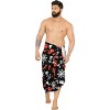 LA LEELA Men's Pareo Halloween Costumes Skull Pumpkin Party Swim Trunks Swimwear Summer Sarong Full Beach Wrap for Men One Size Black, Pumpkin - 2 of 4