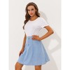 INSPIRE CHIC Women's High Waist A-Line Flared Pleated Above Knee Denim Skirt - 2 of 4
