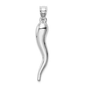 Black Bow Jewelry 14k Yellow or White Gold Large Hollow Italian Horn Pendant, 7 x 42mm - 1 of 4