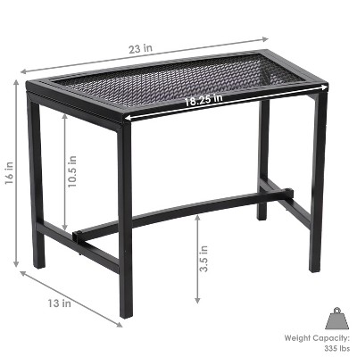 Curved Black Mesh Metal Outdoor Fire Pit Bench Set of 4