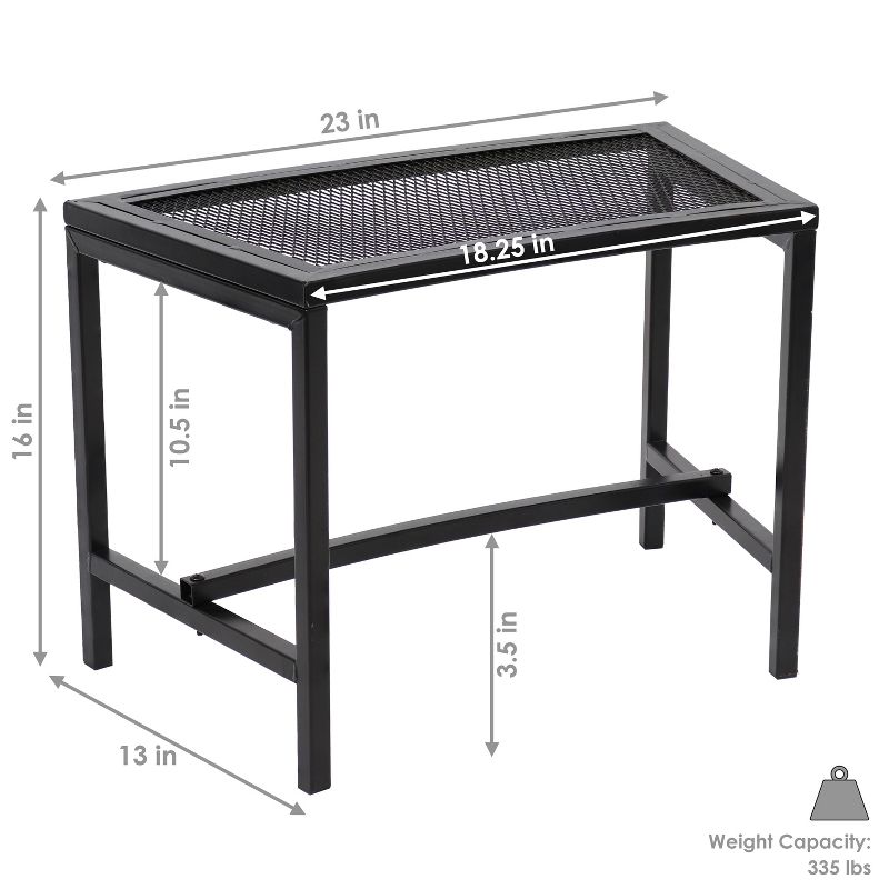 Sunnydaze Outdoor Lightweight and Portable Metal Patio Side End Table or Backless Bench Seat with Mesh Top - 23", 4 of 13