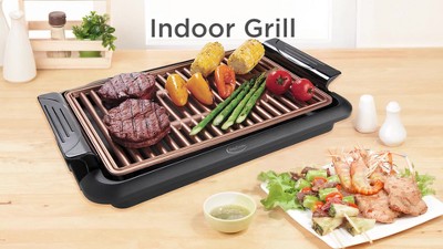 GREECHO Smokeless Indoor Grill, 6 Heat Settings Digital Temperature Control  Smokeless Grill, 1500W Indoor Grills Electric Smokeless with 2 Ceramic