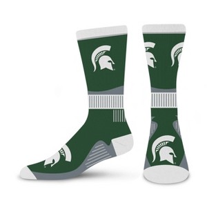 NCAA Michigan State Spartans Large Crew Socks: Cushioned Heel & Toe, Team Logo Design - 1 of 3
