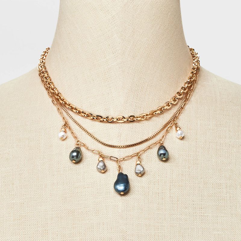 Chain Pearl Multi-Strand Necklace Set 3pc - A New Day™, 3 of 7
