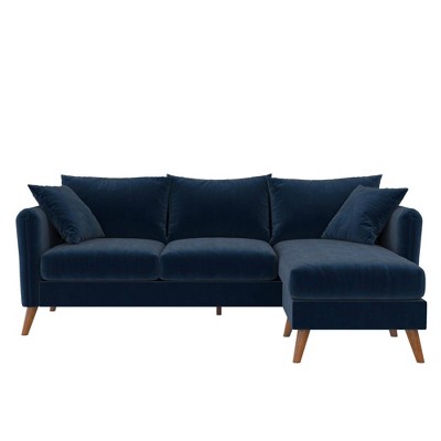 2pc Magnolia Sectional Sofa With Pillows Blue Velvet Novogratz Target