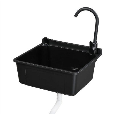 winado Plastic Wall-Mounted Utility Sink With Wall Bracket in Black