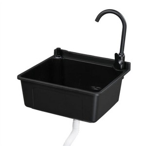 winado Plastic Wall-Mounted Utility Sink With Wall Bracket in Black - 1 of 4