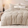 Fluffy Duvet Cover Set - King Size, Deep Beige Faux, 3 - Piece with Zipper, 104x90 - 2 of 4