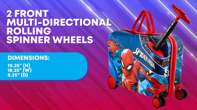 Marvel Kids&#39; Spider-Man Hardside Carry On Ride-On Suitcase, 2 of 9, play video