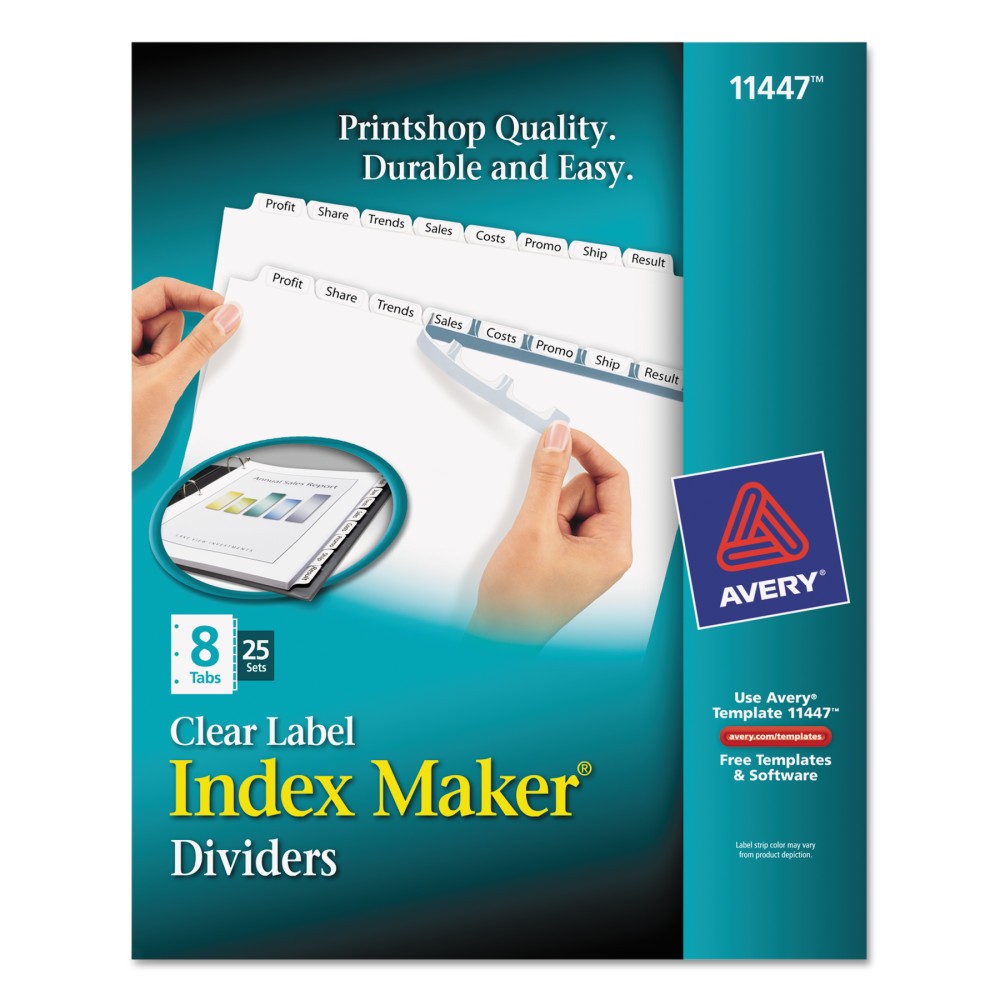 Avery Consumer Products AVE11447 Index Maker- Laser- Punched- 8-Tabs- White