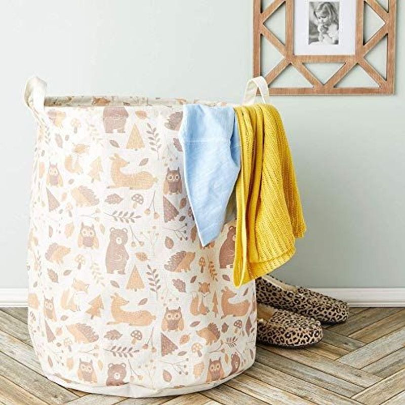 Okuna Outpost Collapsible Canvas Laundry Basket with Handles, Clothes Storage Closet Nursery Hamper for Bathroom & Bedroom, 2 of 7