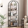 Jojoka 5-Tier Arched Bookshelf, Tall Wood Bookcase with Metal Frame, Modern Storage Rack for Living Room, Bedroom, or Home Office，Black+Gray - 4 of 4