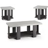 Gray 3-Piece Cocktail Set Wooden Table Top Coffee Table and Two Matching End Tables Living Room Wooden Furniture - 2 of 4