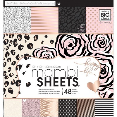 Mambi Single-Sided Paper Pad 12"X12" 48/Pkg-Black, White & Rose