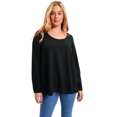 June + Vie by Roaman's Women's Plus Size Long-Sleeve Swing One + Only Tee