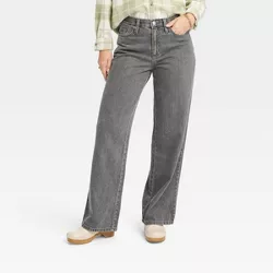 Women's High-Rise Wide Leg Jeans - Universal Thread™ Gray Wash 4 Long