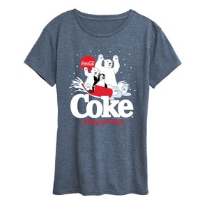 Women's - Coca-Cola - Happy Holidays Sledding- Women's Short Sleeve Graphic T-Shirt Short Sleeve Graphic T-Shirt - 1 of 4