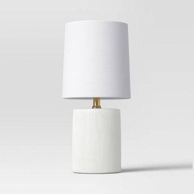 Textural Ceramic Mini Cylinder Shaped Table Lamp White (Includes LED Light Bulb) - Threshold™