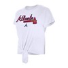 MLB Atlanta Braves Women's White Front Knot T-Shirt - 3 of 4