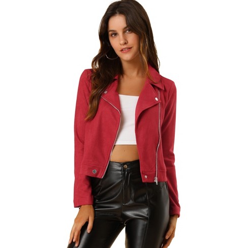 Womens faux 2024 suede biker jacket