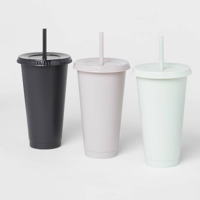 24oz 3pk Plastic Reusable Cold Cup Solid Colors - Room Essentials™