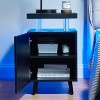 Modern Nightstand with LED Lights Bedside Table with Drawers 4 Acrylic Columns Freestanding End Side Table for Bedroom Living Room Black - 3 of 4