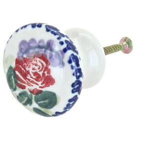 Blue Rose Polish Pottery 67A WR Unikat Drawer Pull - 1 of 1